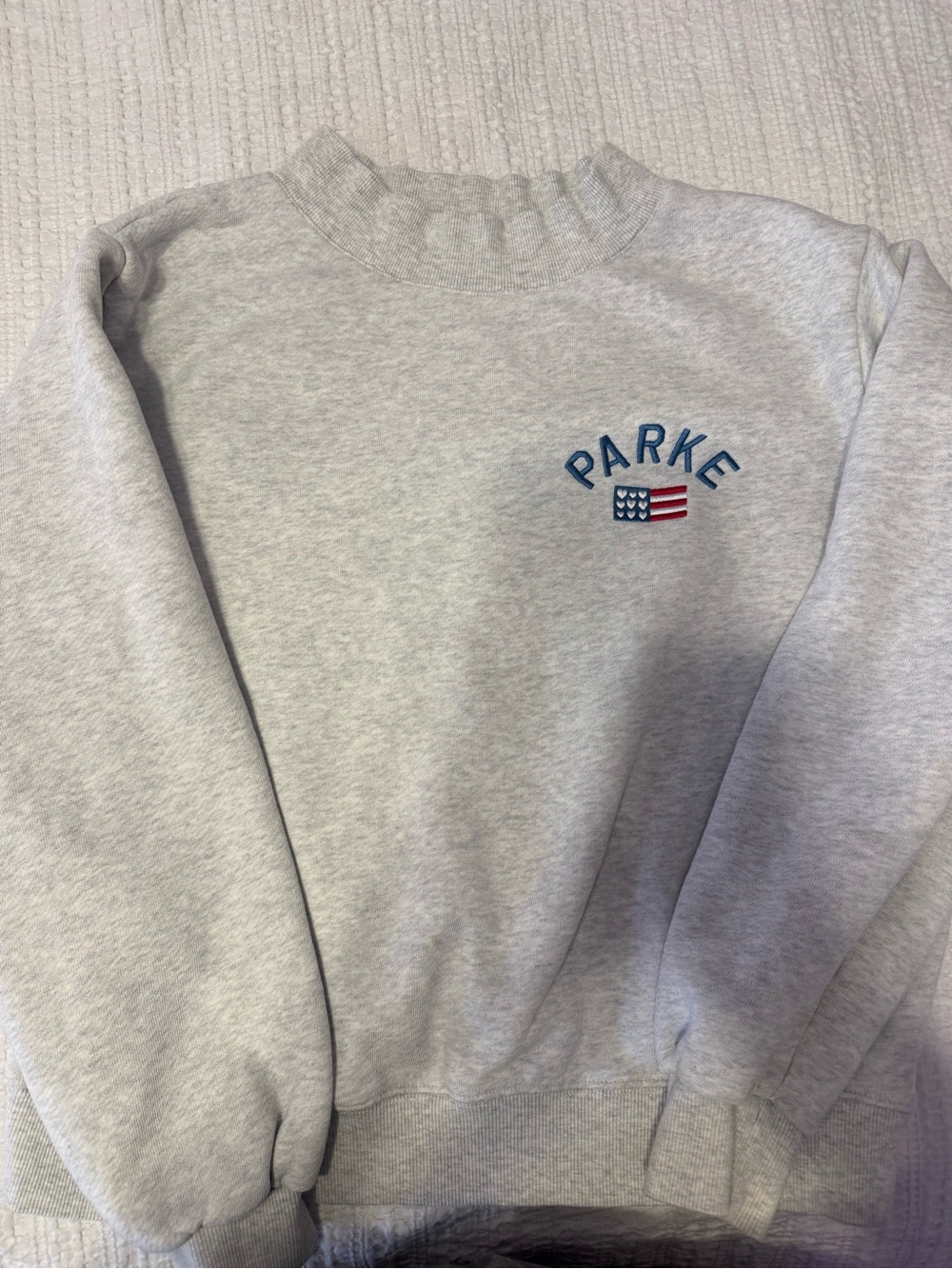 Parke Light Grey Crew Sweatshirt with Blue Embroidered Logo